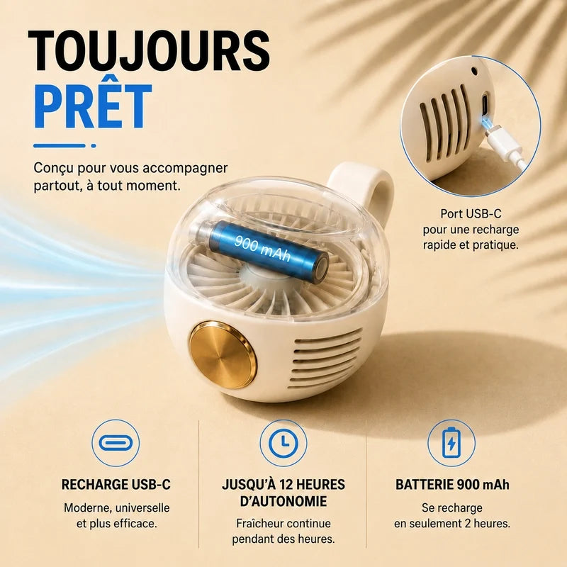 Ventilateur portable - tête orientable 360°